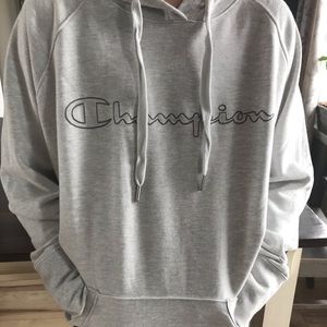 Champion light grey/white hoodie